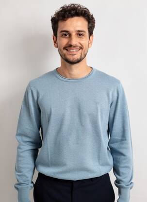Pull col rond manches longues bleu clair PIONEER homme