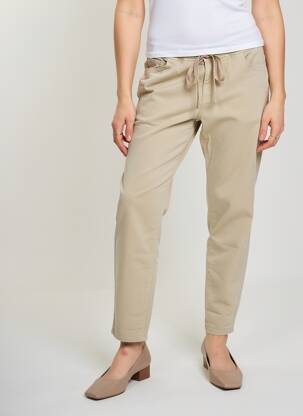 Pantalon slim taille élastique taille normale beige GEISHA femme