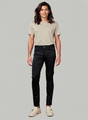 Pantalon slim tissage popeline taille normale noir STREET ONE femme