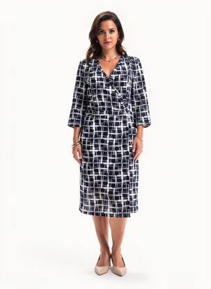 Robe mi-longue manches 3/4 manches 3/4 bleu SMASHED LEMON femme