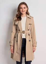 Trench tissage popeline sans capuche beige fonce CISSY & CO femme