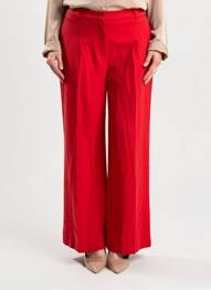 Pantalon large tissage crêpe taille haute rouge DAMART femme