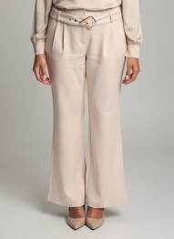 Pantalon flare taille à pinces taille haute beige HEINE femme