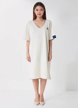 Robe mi-longue manches courtes manches courtes beige LE COQ SPORTIF femme