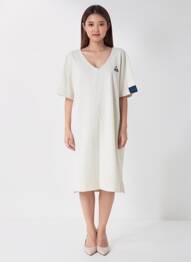 Robe mi-longue manches courtes manches courtes beige LE COQ SPORTIF femme