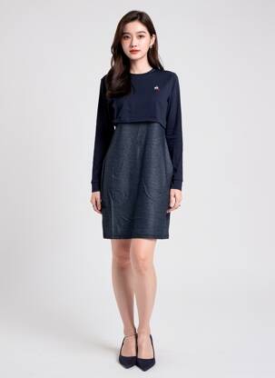 Robe courte manches longues manches longues bleu LE COQ SPORTIF femme