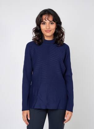Pull tunique stretch manches longues bleu HEINE femme