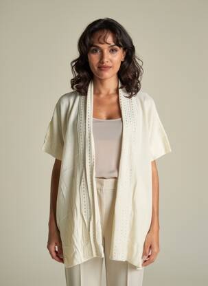 Gilet manches courtes maille tricot beige HEINE femme
