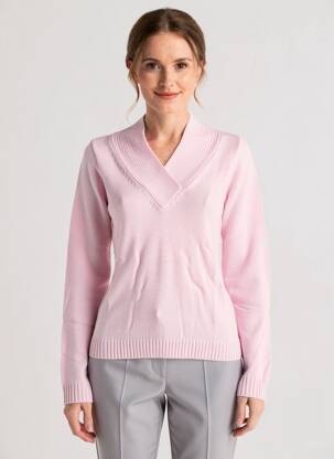 Pull coupe cintrée manches longues rose LINEA TESINI femme