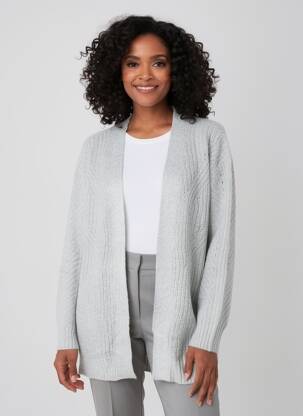 Gilet manches longues coupe cintrée gris LINEA TESINI femme