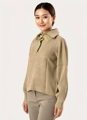 Pull coupe cintrée manches longues vert HEINE femme