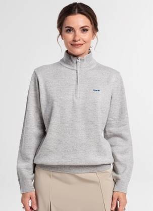 Pull tissage chiné manches longues gris MISE AU GREEN femme