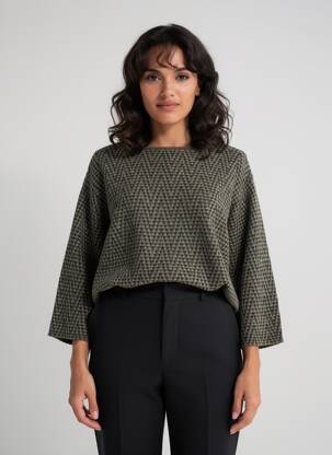 Pull tissage chiné manches 3/4 gris OTTOD'AME femme