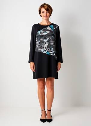 Robe courte manches longues manches longues noir MARBLE femme