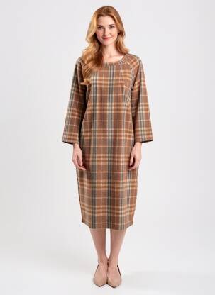 Robe mi-longue manches 3/4 manches 3/4 marron NINATI femme