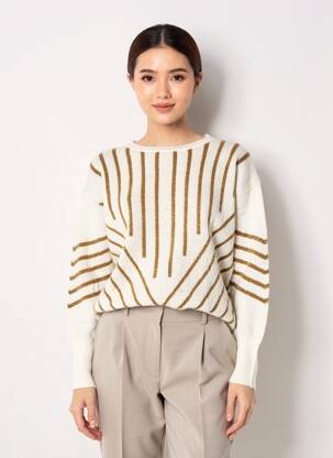Pull stretch manches longues beige B.YOUNG femme