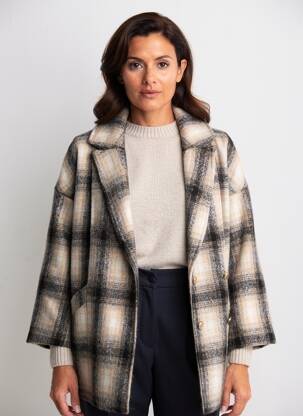 Manteau court coupe droite sans capuche gris MORGAN femme
