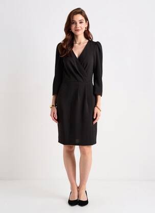 Robe mi-longue manches 3/4 manches 3/4 noir IKKS femme