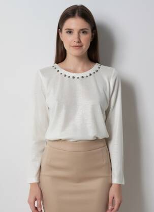 T-shirt manches 3/4 manches 3/4 gris IKKS femme