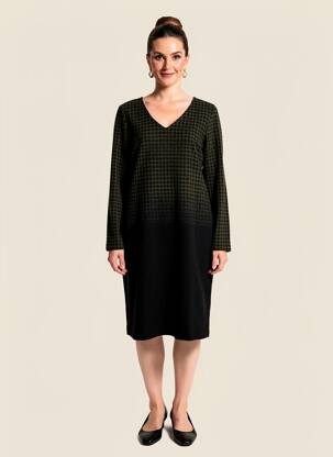 Robe mi-longue manches longues manches longues vert LA FEE MARABOUTEE femme