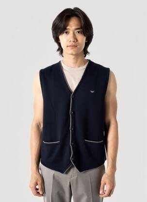 Gilet sans manche fermeture boutonnée sur le devant bleu BEST GUEST homme