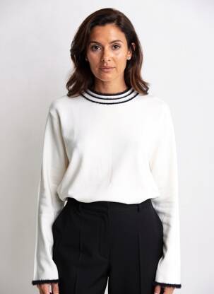 Pull coupe cintrée manches longues blanc COMMA, femme