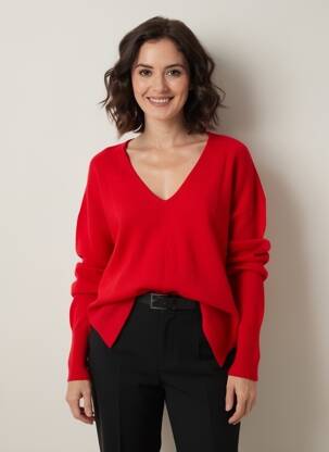 Pull coupe droite manches longues rouge ODEMAI femme
