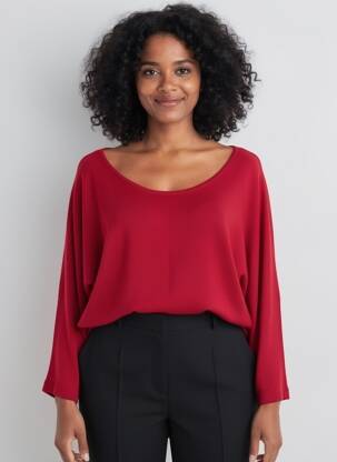 Pull coupe droite manches longues rouge SURKANA femme