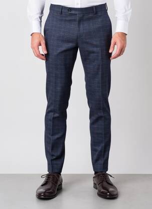 Pantalon slim tissage chiné taille haute bleu LUIGI MORINI homme