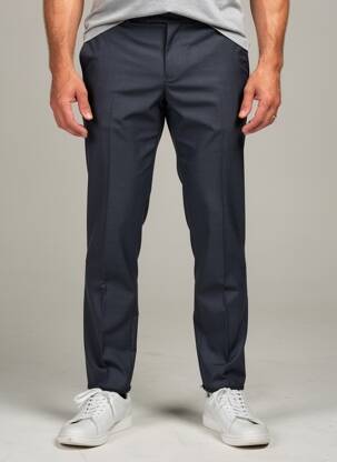 Pantalon slim taille à pinces taille haute bleu LUIGI MORINI homme