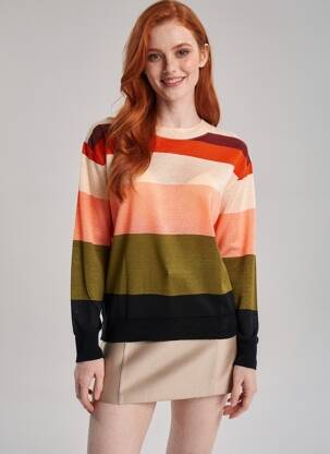 Pull coupe cintrée manches longues beige BELLA JONES femme