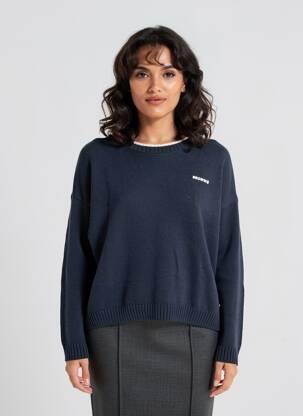 Pull coupe droite manches longues bleu BROWNIE femme