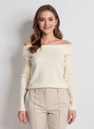 Pull coupe cintrée manches longues beige ZARA femme