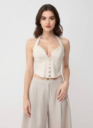 Top stretch sans manche beige OH POLLY femme