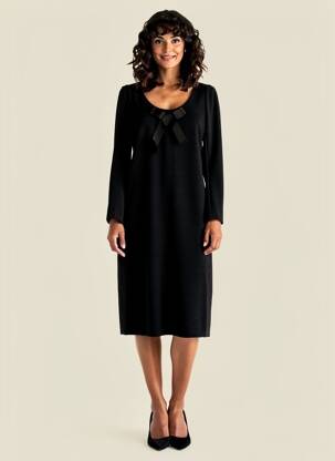 Robe mi-longue tissage crêpe manches longues noir SONIA RYKIEL femme