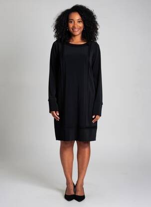 Robe mi-longue tissage crêpe manches longues noir SONIA RYKIEL femme
