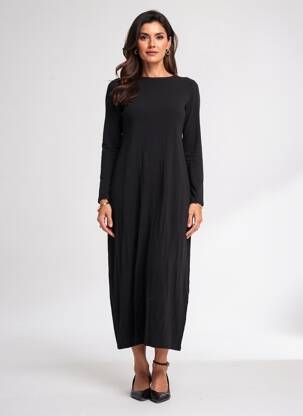 Robe longue manches longues manches longues noir CAMAIEU femme