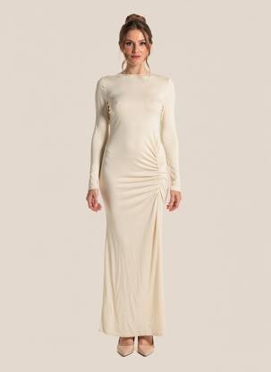 Robe longue manches longues manches longues beige OH POLLY femme
