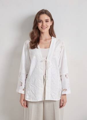 Veste casual coupe droite blanc STRADIVARIUS femme