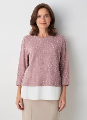 Pull tunique col rond manches longues rose NAYAT femme