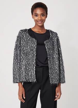 Gilet manches longues col rond noir LAURAME femme