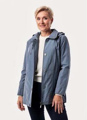 Doudoune manches longues a capuche bleu BARBARA LEBEK femme