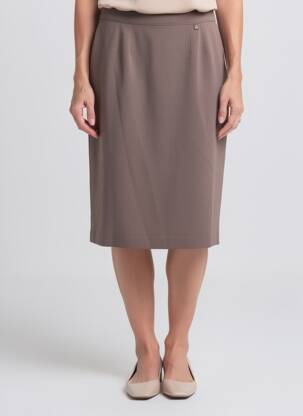 Jupe mi-longue taille à pinces marron JUMFIL femme