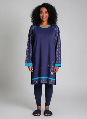 Chemise de nuit manches longues bleu ROSE POMME femme