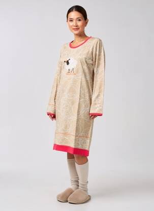 Chemise de nuit sérigraphie beige ROSE POMME femme
