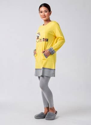 Chemise de nuit sérigraphie jaune ROSE POMME femme