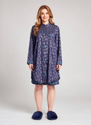 Chemise de nuit manches longues bleu ROSE POMME femme
