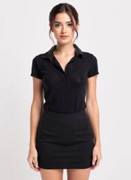 Body stretch manches courtes noir ZARA femme