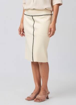 Jupe mi-longue fermeture zip latéral beige EMPORIO ARMANI femme