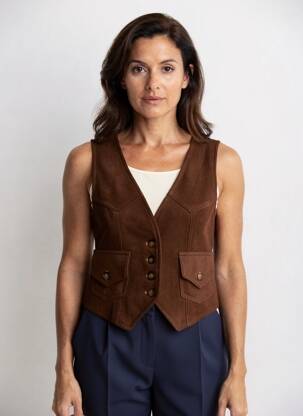 Gilet sans manche coupe cintrée marron CIDER femme